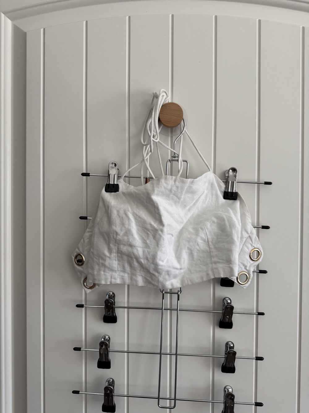 Sabo Top White Eyelet Crop Top with Gold Hardware